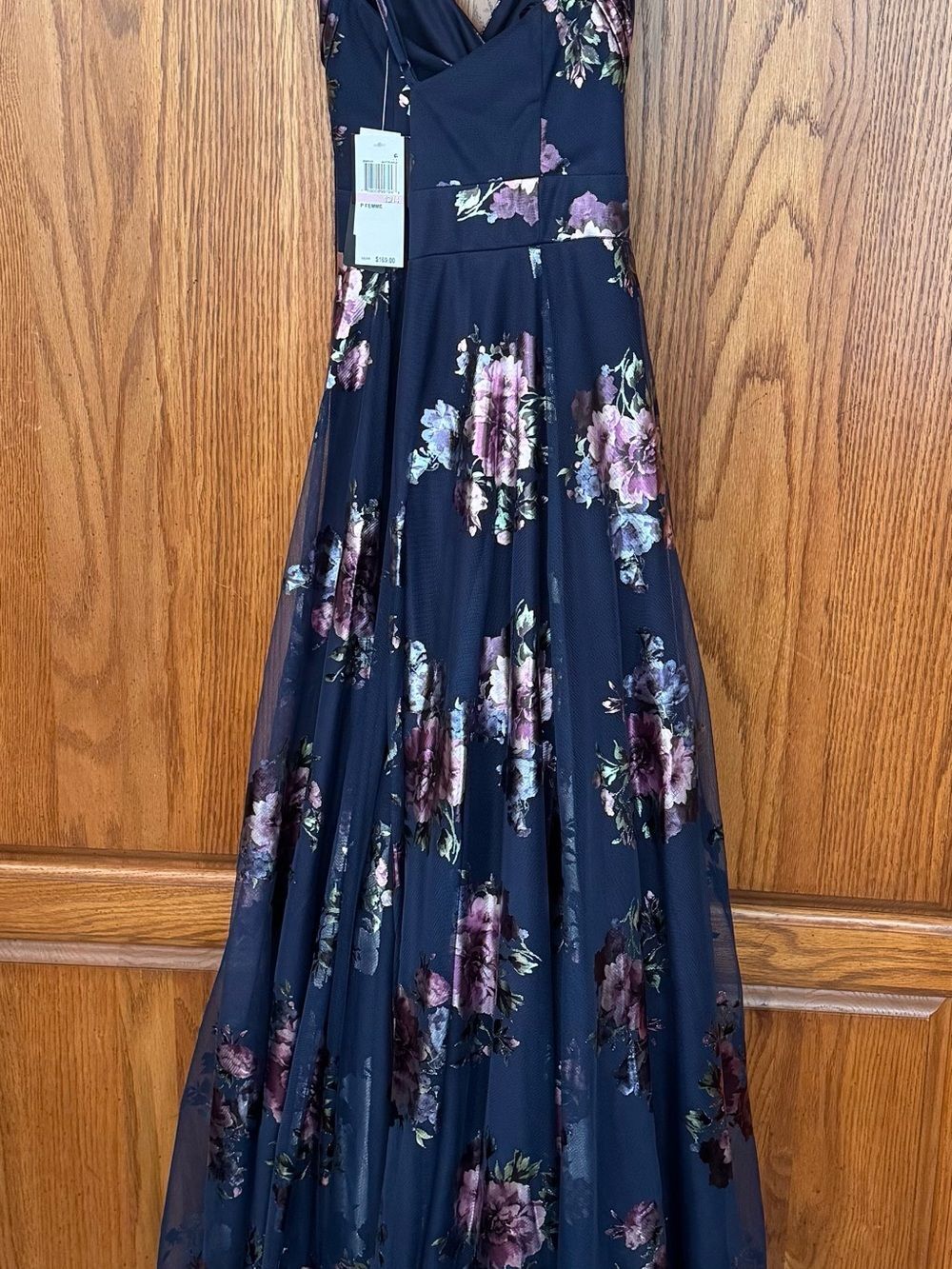 City Studio Navy Floral Maxi Skirt with Pink & Purple Blooms